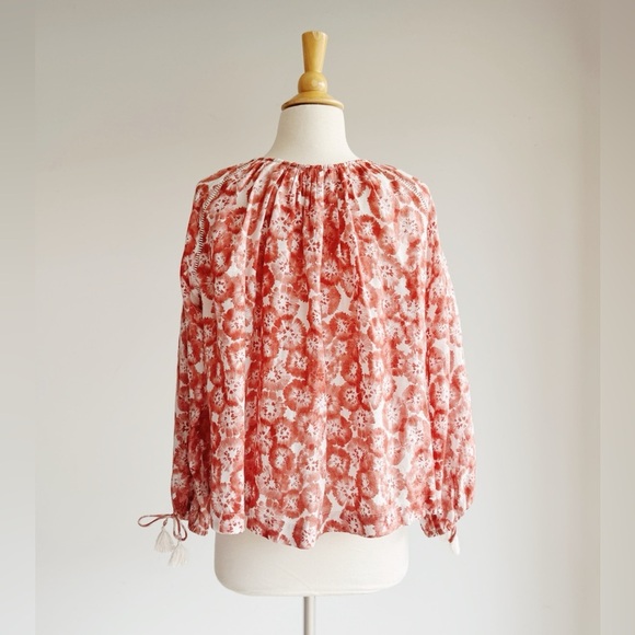 SUNCOO PARIS Rose Floral Printed Cotton Blouse T1/Small - Picture 4 of 5